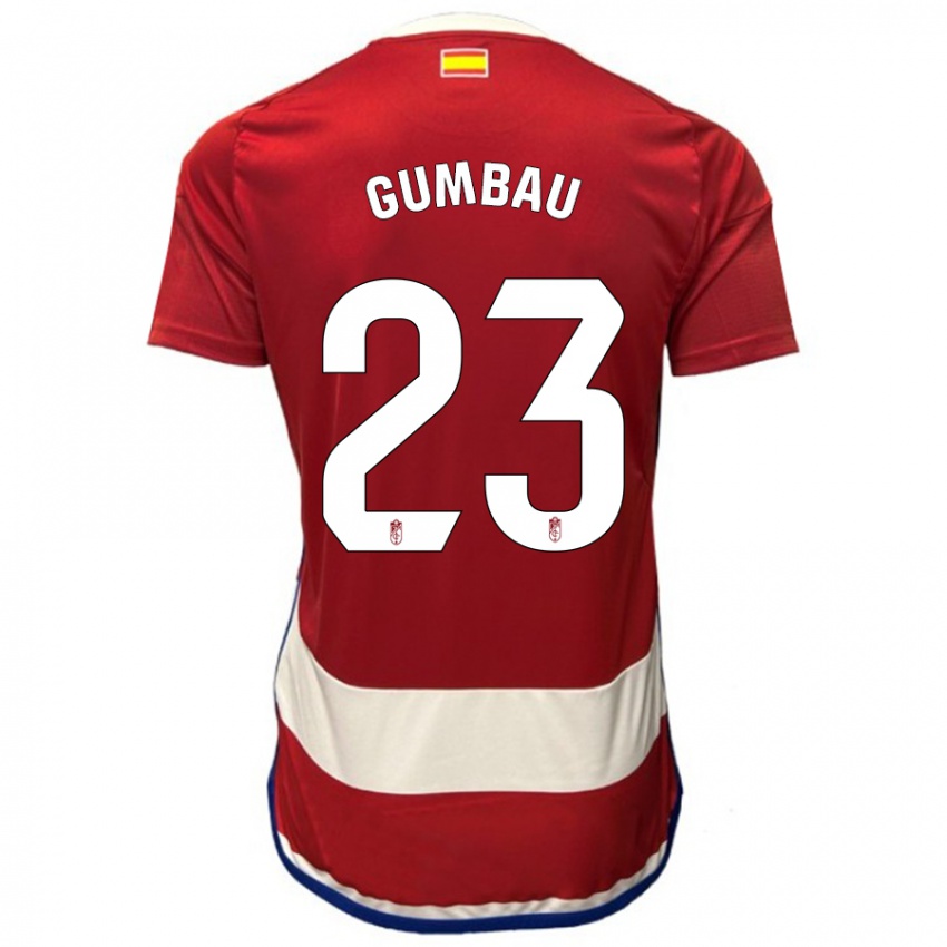 Niño Camiseta Gerard Gumbau #23 Rojo 1ª Equipación 2023/24 La Camisa