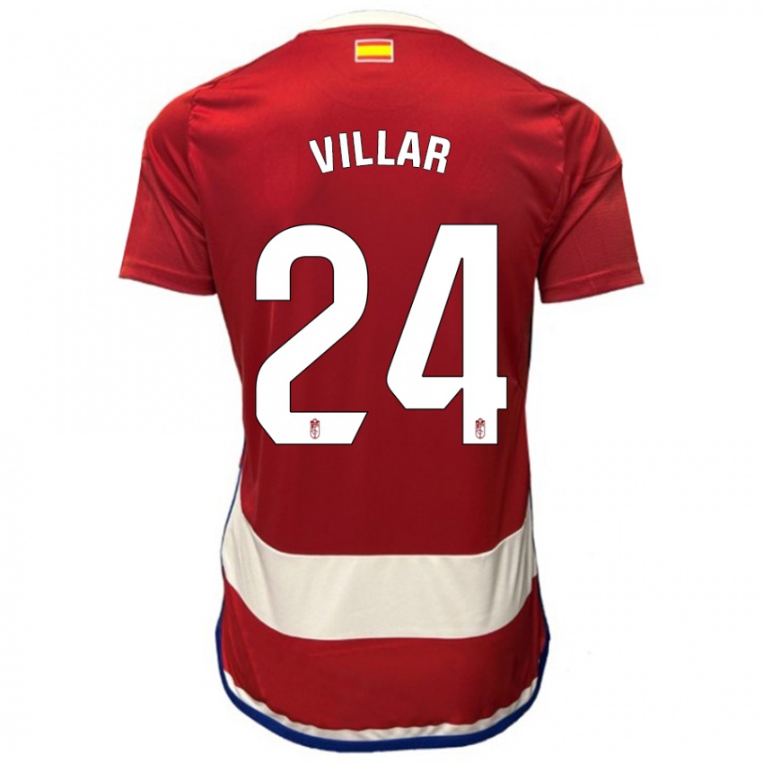 Niño Camiseta Gonzalo Villar #24 Rojo 1ª Equipación 2023/24 La Camisa