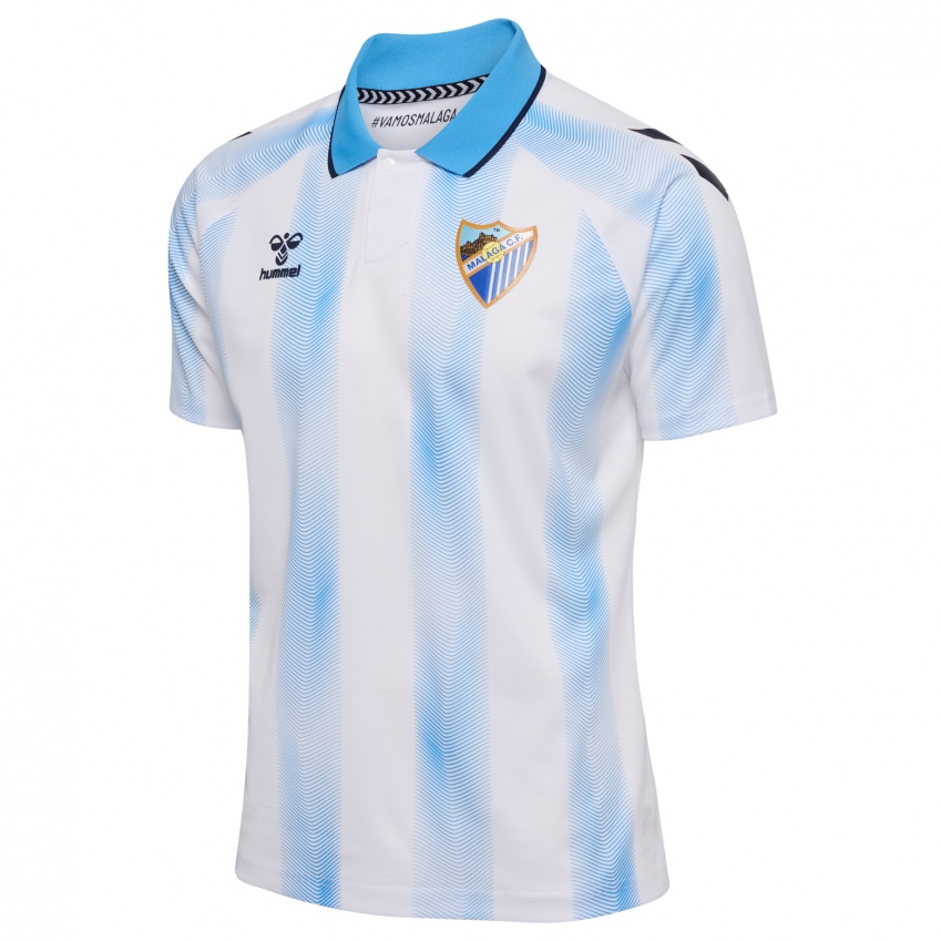 Niño Camiseta David Larrubia #10 Blanco Azul 1ª Equipación 2023/24 La Camisa