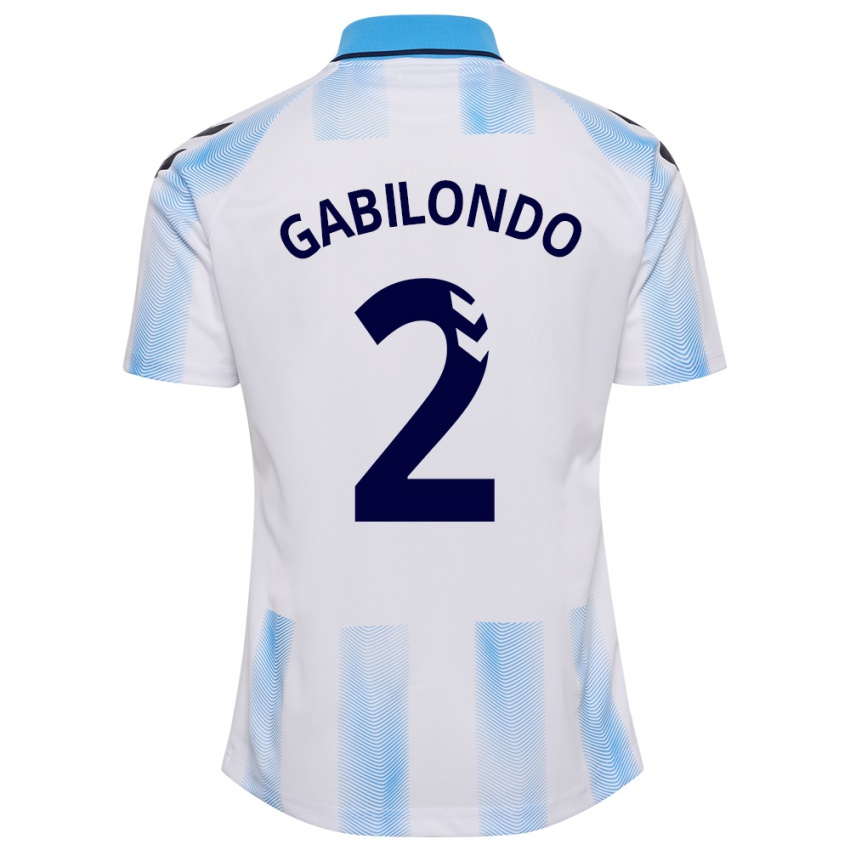 Niño Camiseta Jokin Gabilondo #2 Blanco Azul 1ª Equipación 2023/24 La Camisa