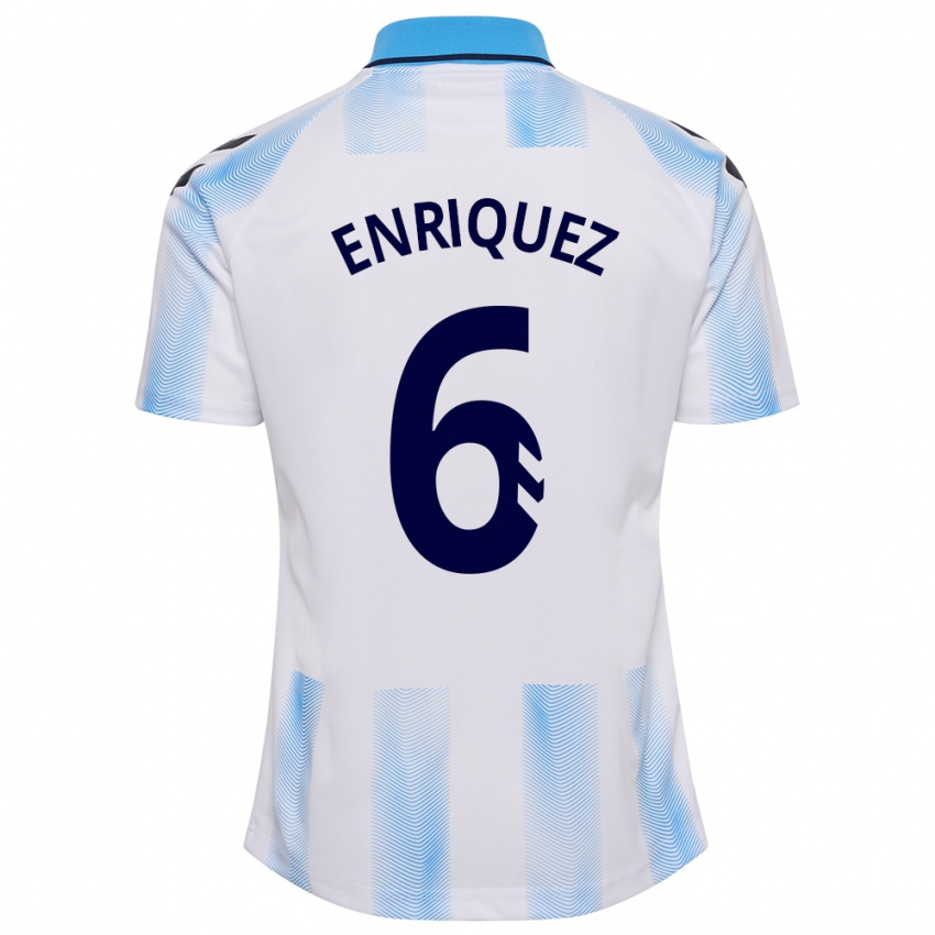 Niño Camiseta Ramón Enríquez #6 Blanco Azul 1ª Equipación 2023/24 La Camisa