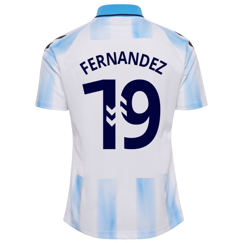 Niño Camiseta Roberto Fernández #19 Blanco Azul 1ª Equipación 2023/24 La Camisa
