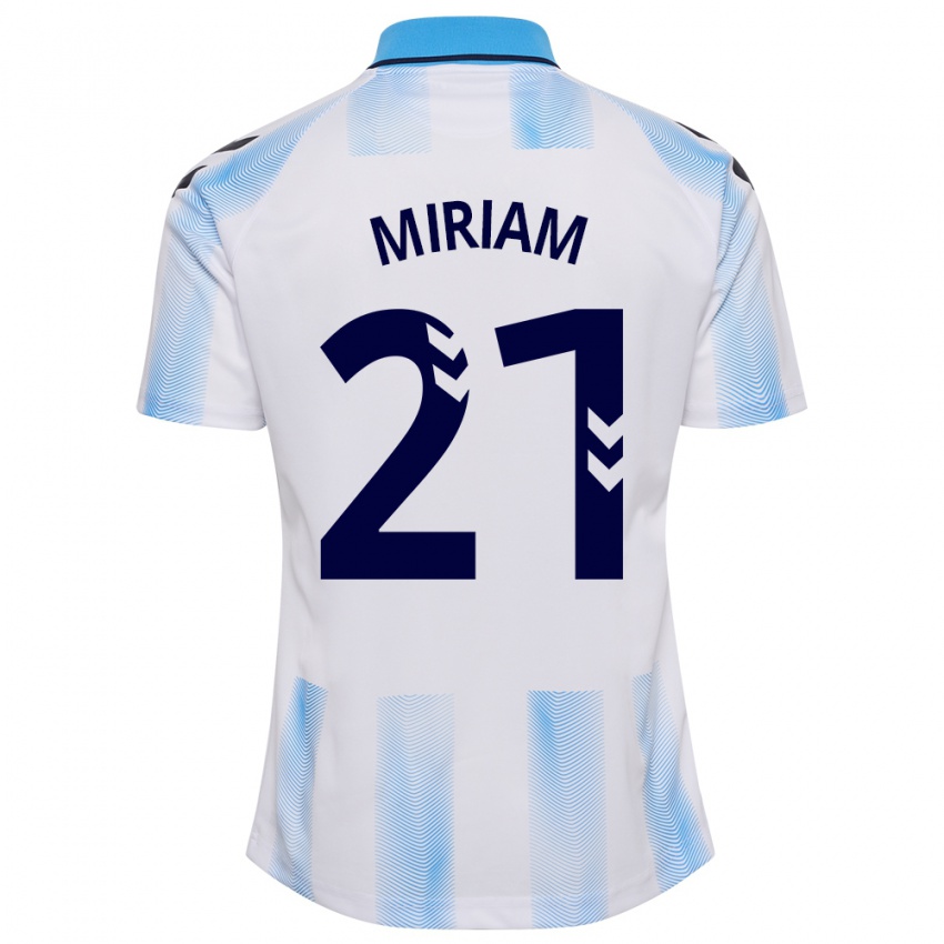 Niño Camiseta Miriam #21 Blanco Azul 1ª Equipación 2023/24 La Camisa