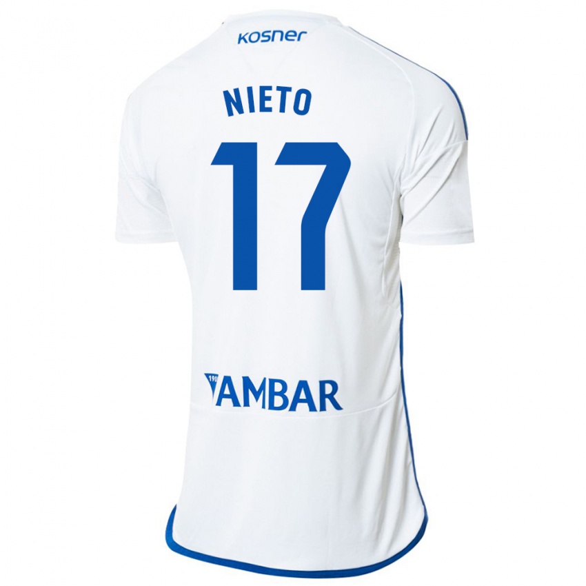 Niño Camiseta Carlos Nieto #17 Blanco 1ª Equipación 2023/24 La Camisa
