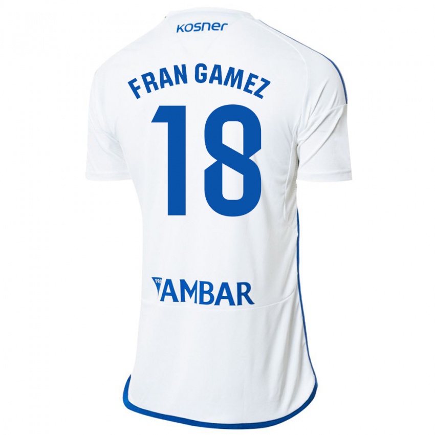Niño Camiseta Fran Gámez #18 Blanco 1ª Equipación 2023/24 La Camisa