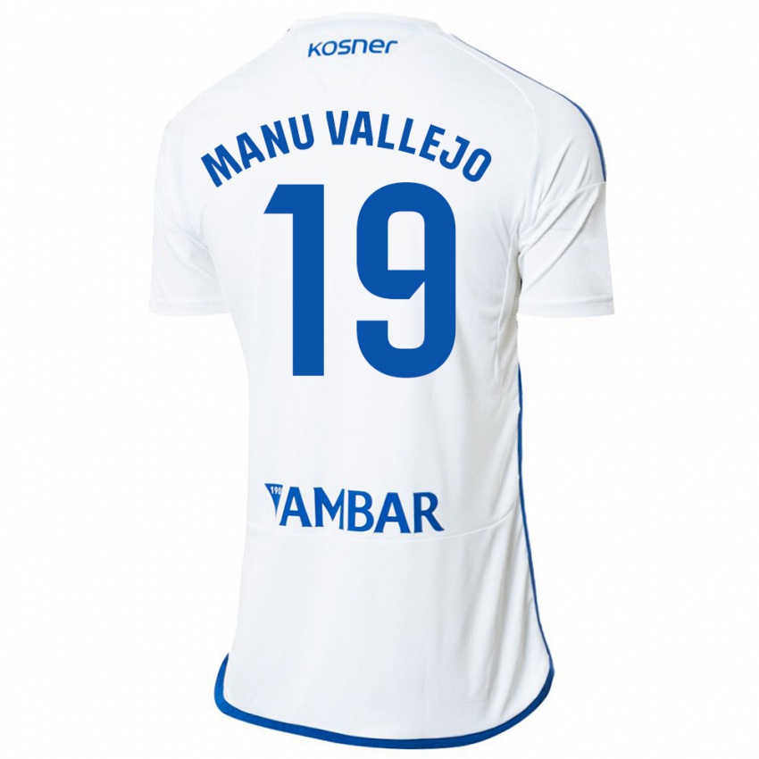 Niño Camiseta Manu Vallejo #19 Blanco 1ª Equipación 2023/24 La Camisa