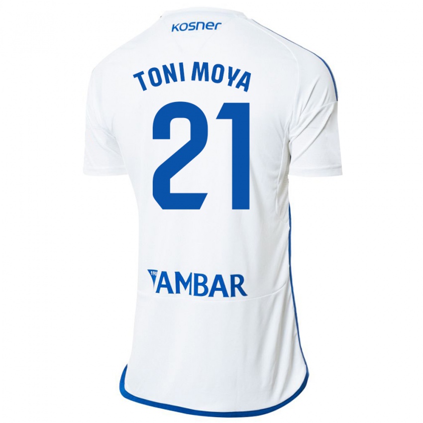 Niño Camiseta Toni Moya #21 Blanco 1ª Equipación 2023/24 La Camisa
