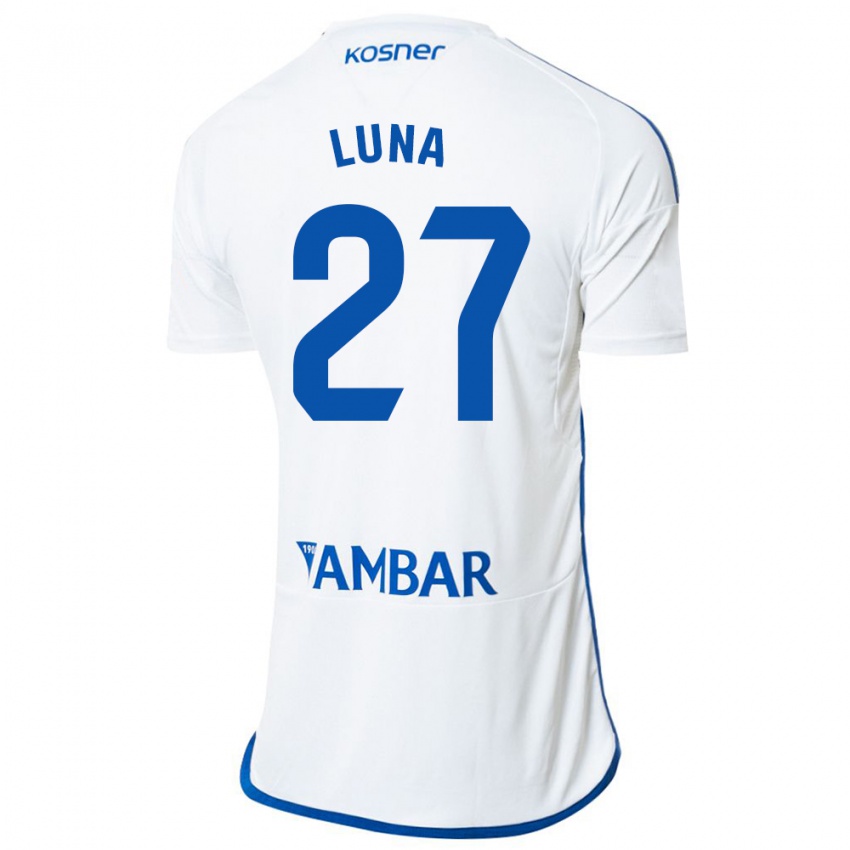 Niño Camiseta Marcos Luna #27 Blanco 1ª Equipación 2023/24 La Camisa