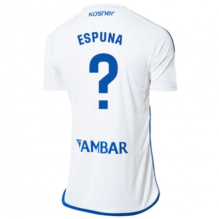 Niño Camiseta Nico Espuña #0 Blanco 1ª Equipación 2023/24 La Camisa