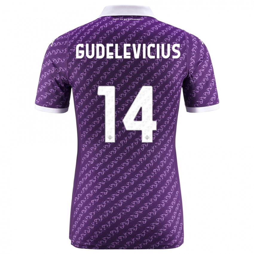 Niño Camiseta Ernestas Gudelevicius #14 Violeta 1ª Equipación 2023/24 La Camisa