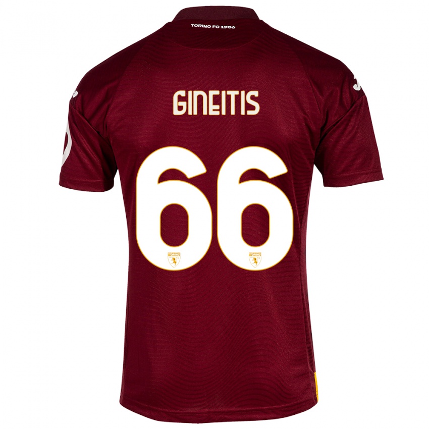 Niño Camiseta Gvidas Gineitis #66 Rojo Oscuro 1ª Equipación 2023/24 La Camisa