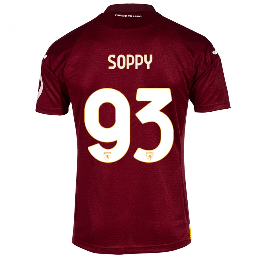 Niño Camiseta Brandon Soppy #93 Rojo Oscuro 1ª Equipación 2023/24 La Camisa