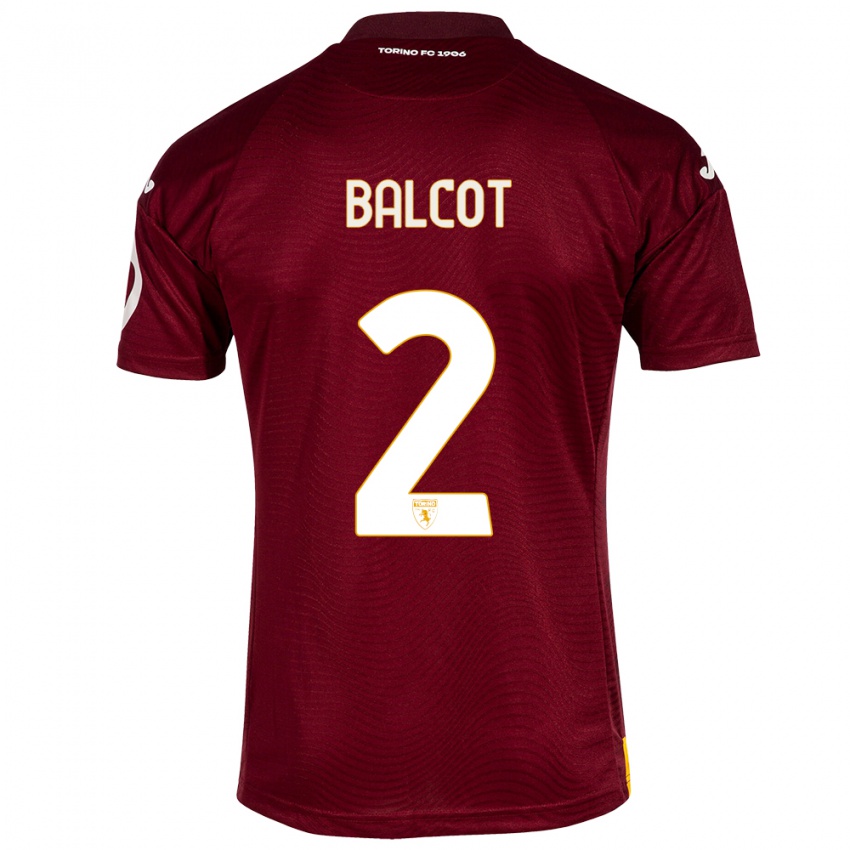 Niño Camiseta Côme Bianay Balcot #2 Rojo Oscuro 1ª Equipación 2023/24 La Camisa