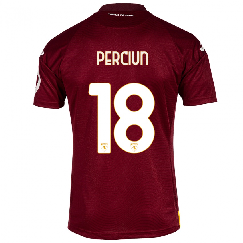 Niño Camiseta Sergiu Perciun #18 Rojo Oscuro 1ª Equipación 2023/24 La Camisa