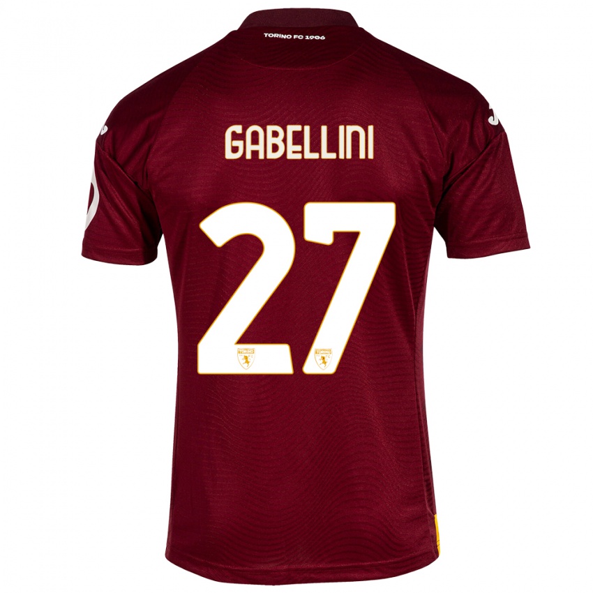 Niño Camiseta Tommaso Gabellini #27 Rojo Oscuro 1ª Equipación 2023/24 La Camisa
