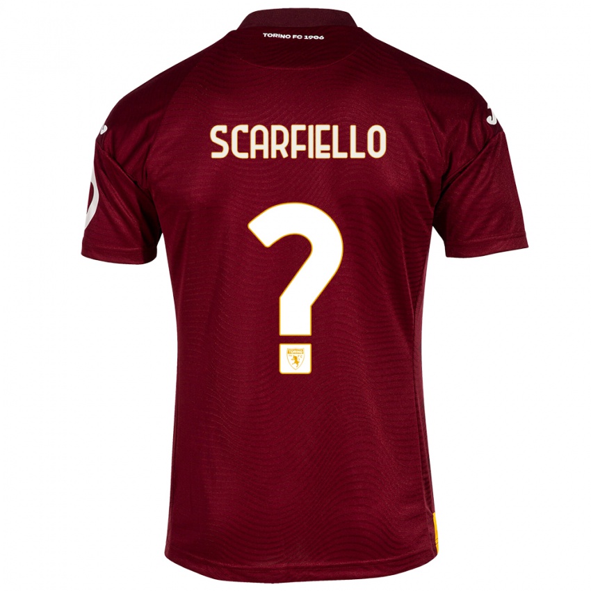 Niño Camiseta Luca Scarfiello #0 Rojo Oscuro 1ª Equipación 2023/24 La Camisa