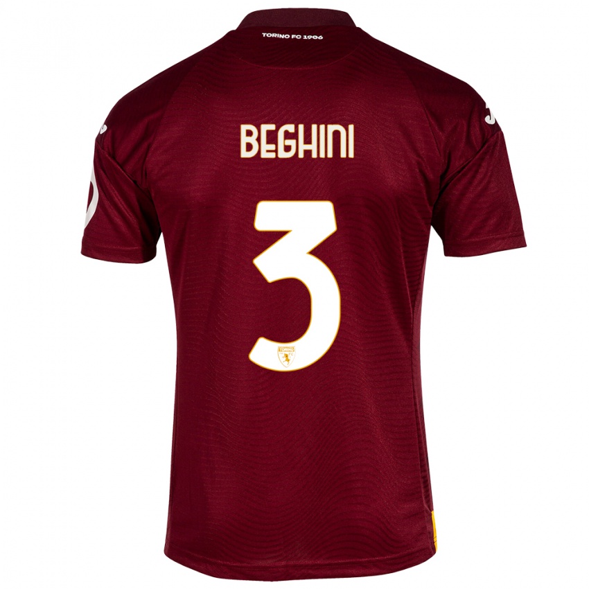 Niño Camiseta Giulia Beghini #3 Rojo Oscuro 1ª Equipación 2023/24 La Camisa