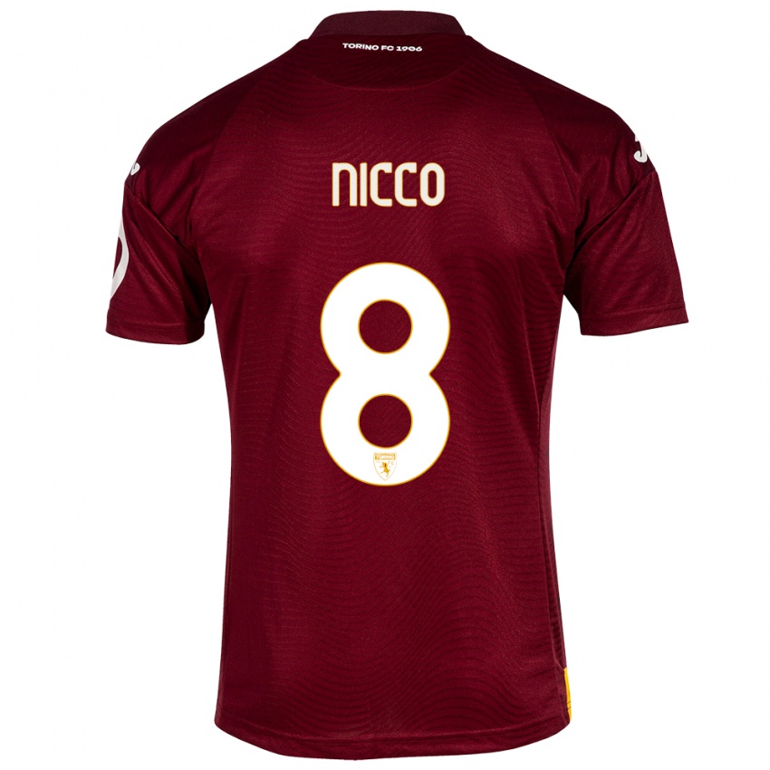Niño Camiseta Giada Nicco #8 Rojo Oscuro 1ª Equipación 2023/24 La Camisa