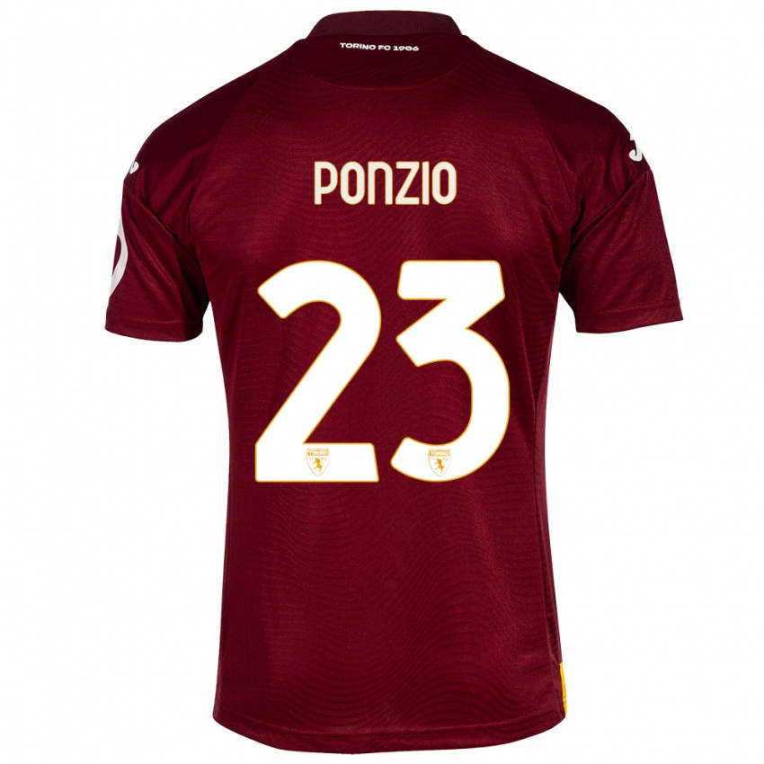 Niño Camiseta Erika Ponzio #23 Rojo Oscuro 1ª Equipación 2023/24 La Camisa