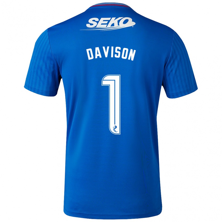 Niño Camiseta Hannah Davison #1 Azul 1ª Equipación 2023/24 La Camisa