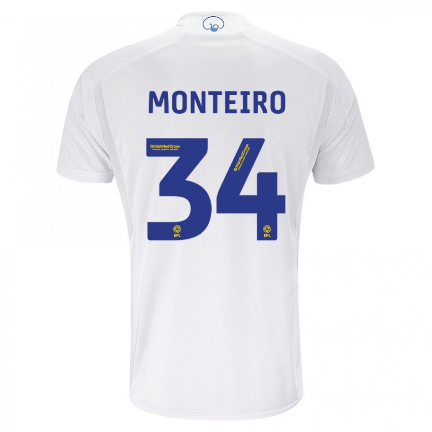Niño Camiseta Diogo Monteiro #34 Blanco 1ª Equipación 2023/24 La Camisa