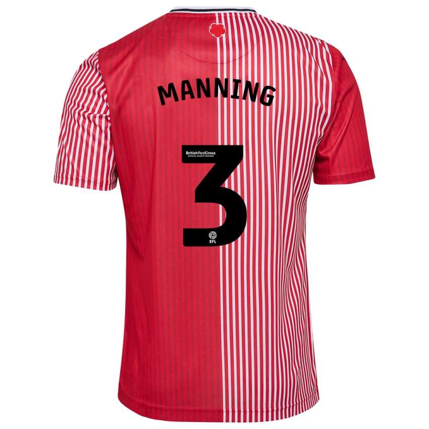 Niño Camiseta Ryan Manning #3 Rojo 1ª Equipación 2023/24 La Camisa