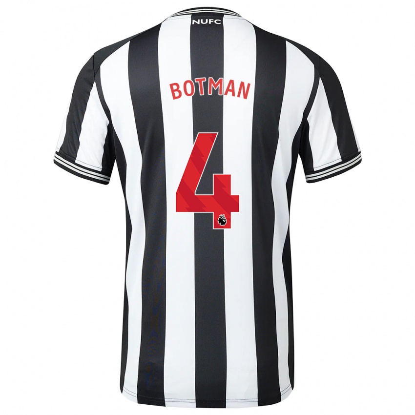 Niño Camiseta Sven Botman #4 Blanco Negro 1ª Equipación 2023/24 La Camisa