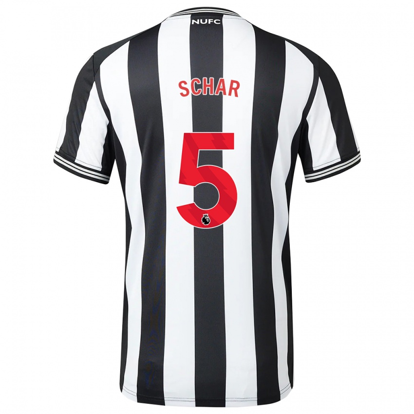 Niño Camiseta Fabian Schär #5 Blanco Negro 1ª Equipación 2023/24 La Camisa