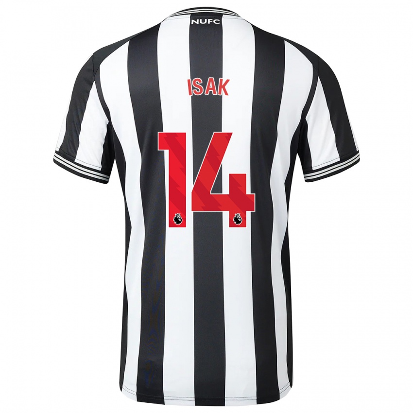 Niño Camiseta Alexander Isak #14 Blanco Negro 1ª Equipación 2023/24 La Camisa