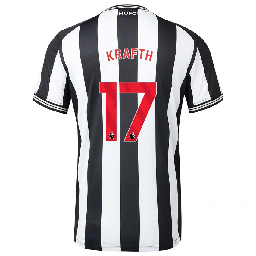 Niño Camiseta Emil Krafth #17 Blanco Negro 1ª Equipación 2023/24 La Camisa