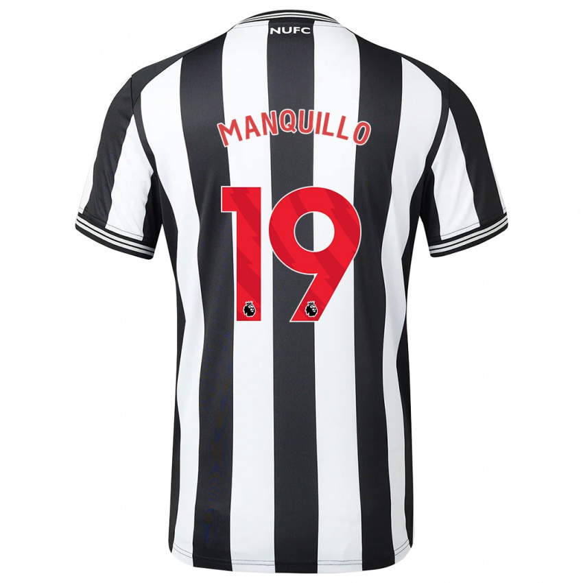 Niño Camiseta Javier Manquillo #19 Blanco Negro 1ª Equipación 2023/24 La Camisa