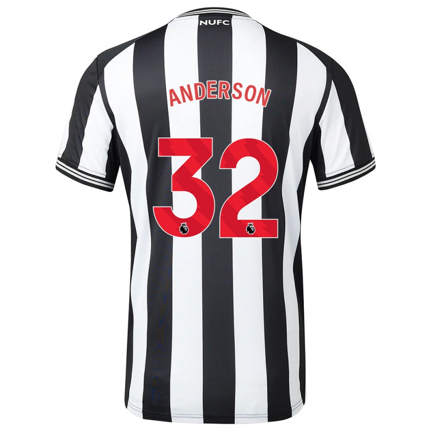 Niño Camiseta Elliot Anderson #32 Blanco Negro 1ª Equipación 2023/24 La Camisa
