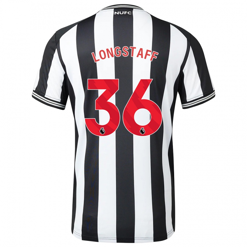 Niño Camiseta Sean Longstaff #36 Blanco Negro 1ª Equipación 2023/24 La Camisa