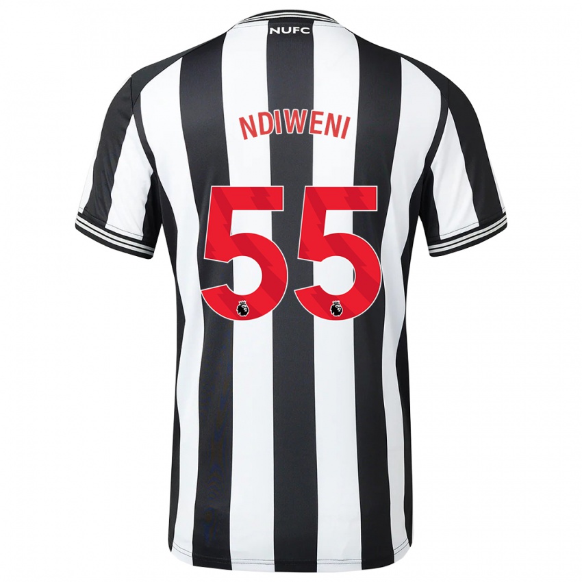 Niño Camiseta Michael Ndiweni #55 Blanco Negro 1ª Equipación 2023/24 La Camisa