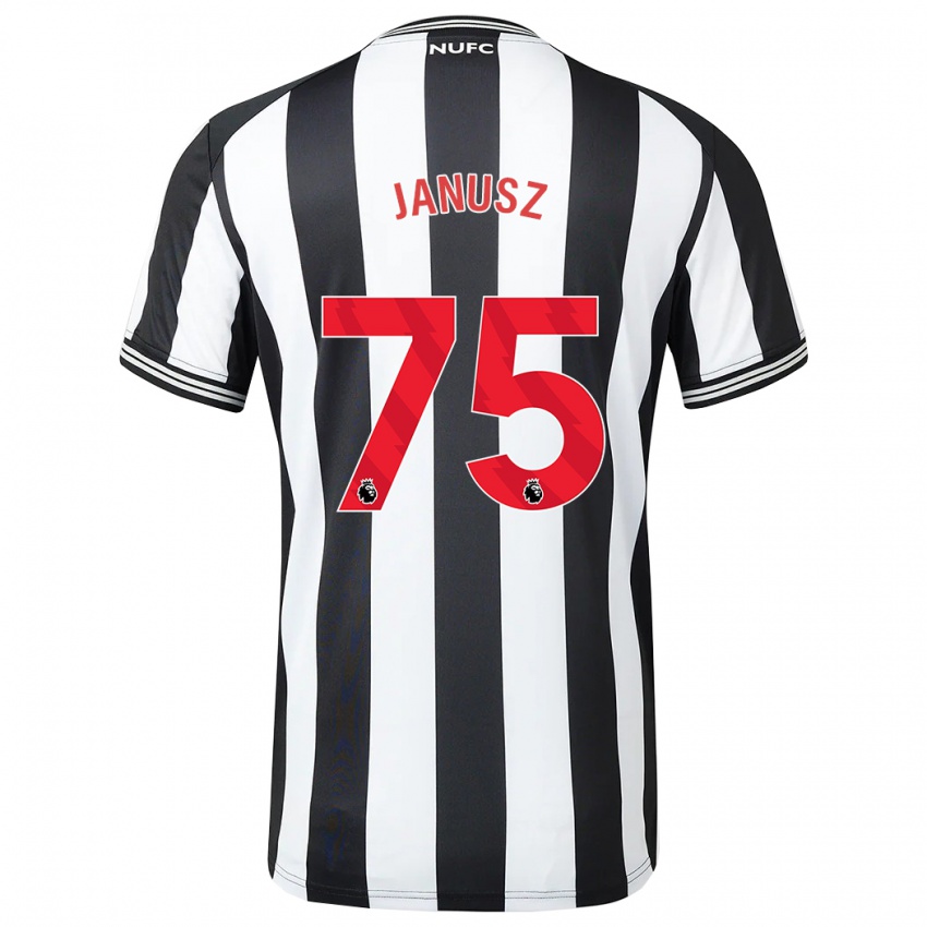 Niño Camiseta Adrian Janusz #75 Blanco Negro 1ª Equipación 2023/24 La Camisa