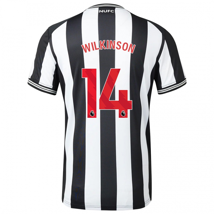Niño Camiseta Sharna Wilkinson #14 Blanco Negro 1ª Equipación 2023/24 La Camisa