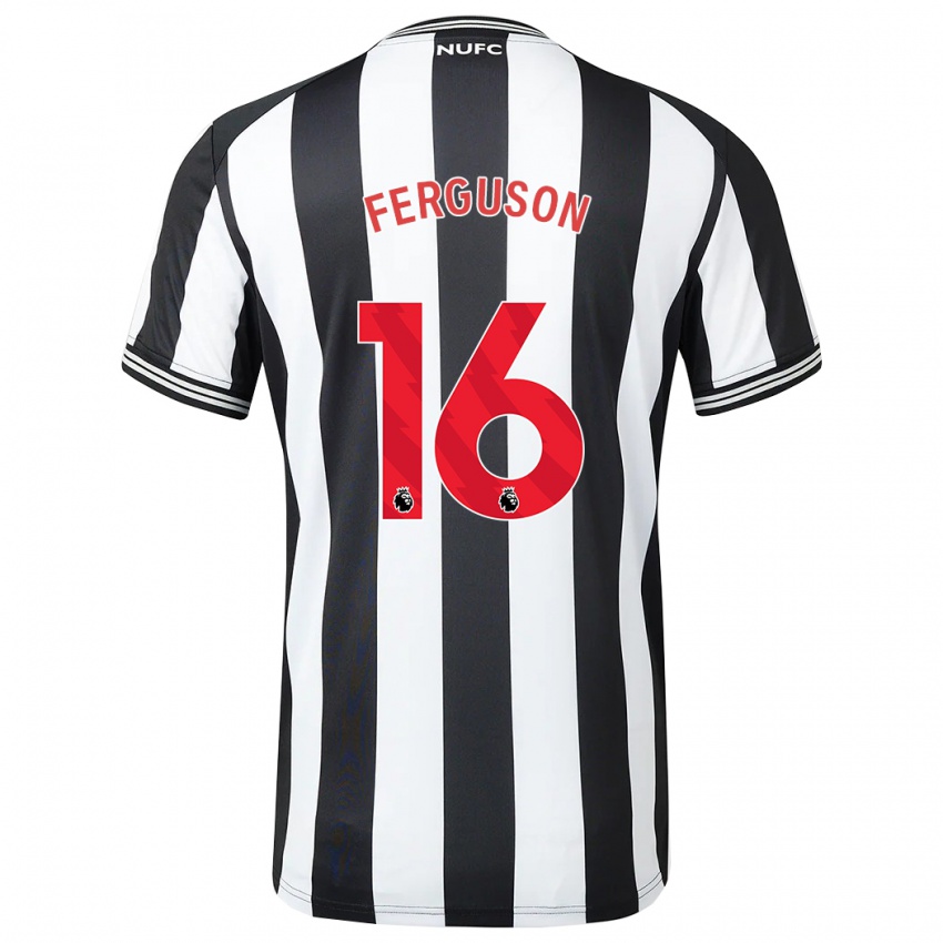 Niño Camiseta Becky Ferguson #16 Blanco Negro 1ª Equipación 2023/24 La Camisa
