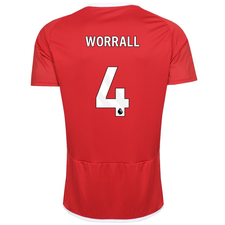 Niño Camiseta Joe Worrall #4 Rojo 1ª Equipación 2023/24 La Camisa