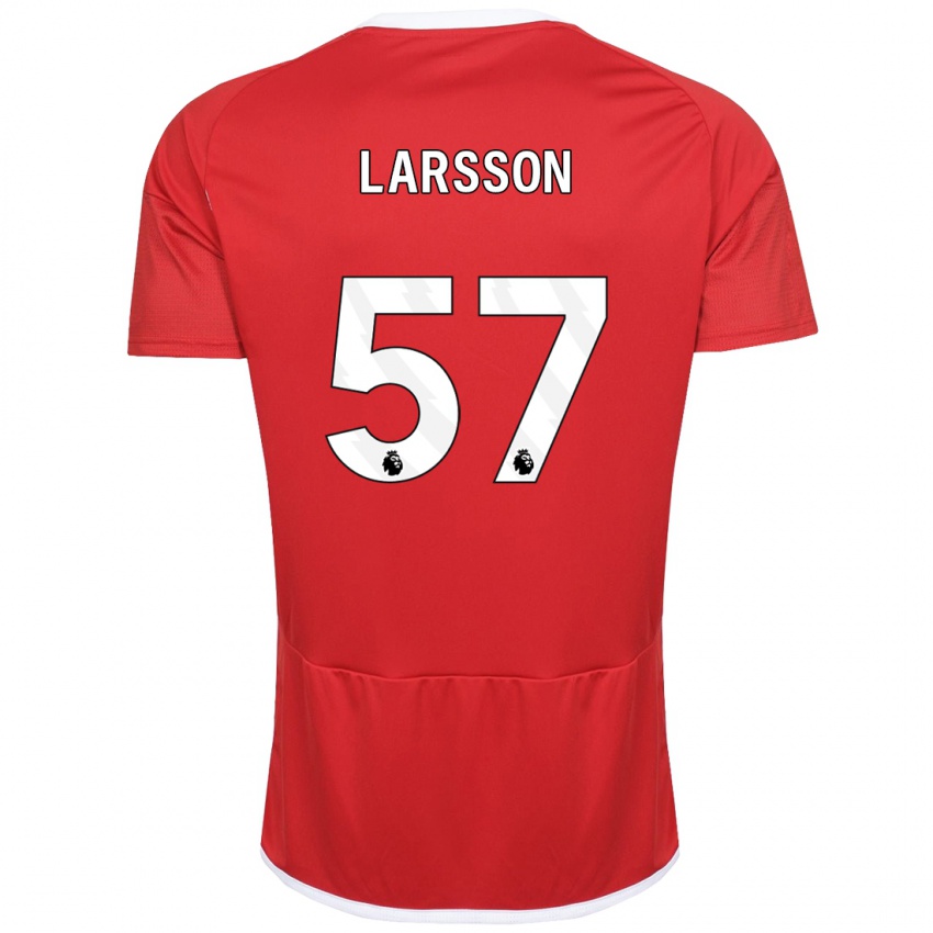 Niño Camiseta Julian Larsson #57 Rojo 1ª Equipación 2023/24 La Camisa