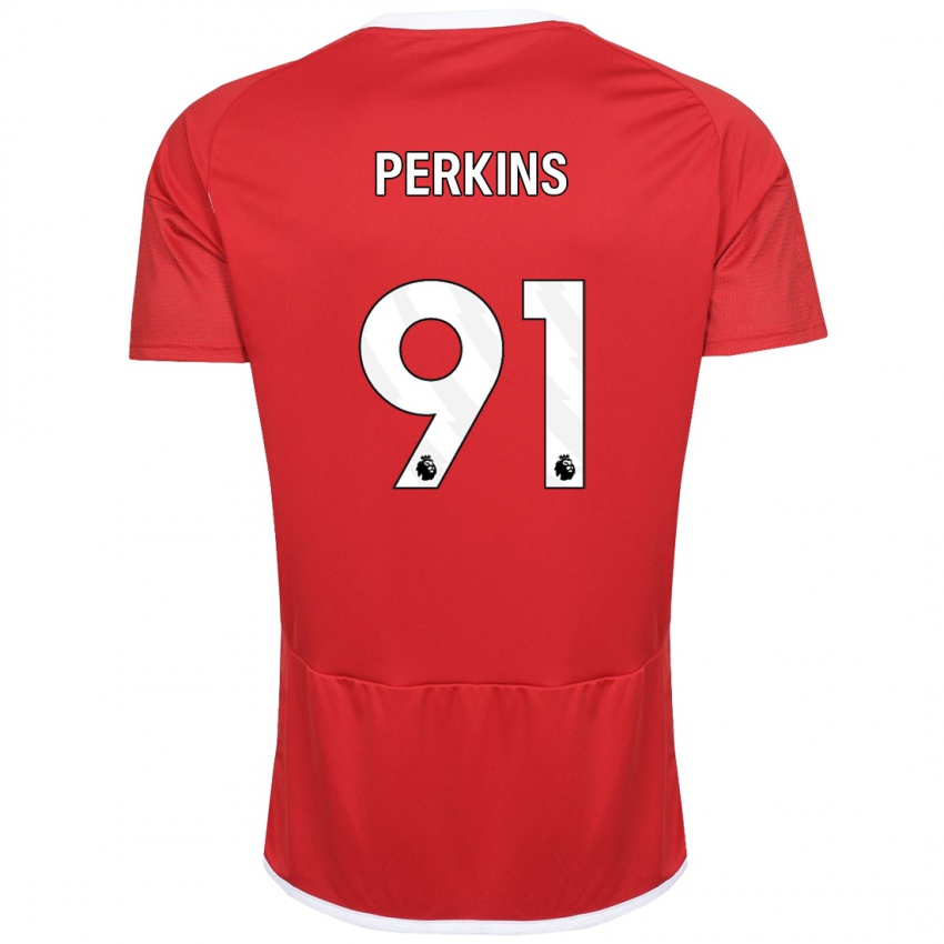 Niño Camiseta Jack Perkins #91 Rojo 1ª Equipación 2023/24 La Camisa