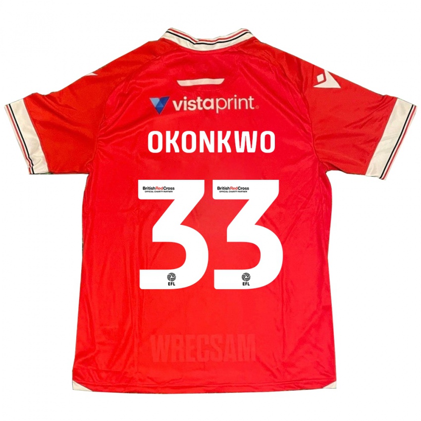 Niño Camiseta Arthur Okonkwo #33 Rojo 1ª Equipación 2023/24 La Camisa