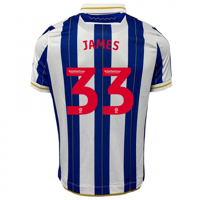 Niño Camiseta Reece James #33 Azul Blanco 1ª Equipación 2023/24 La Camisa