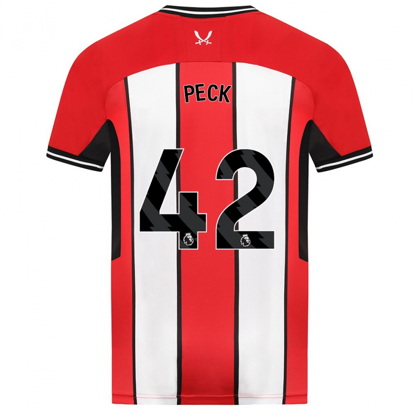 Niño Camiseta Sydie Peck #42 Rojo 1ª Equipación 2023/24 La Camisa