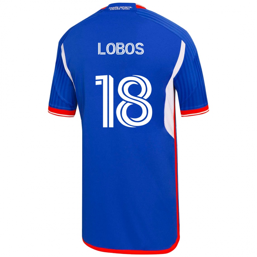 Niño Camiseta Franco Lobos #18 Azul 1ª Equipación 2023/24 La Camisa