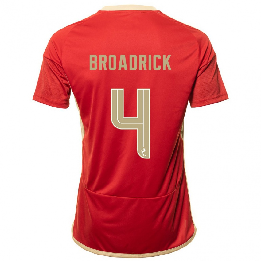 Niño Camiseta Jessica Broadrick #4 Rojo 1ª Equipación 2023/24 La Camisa