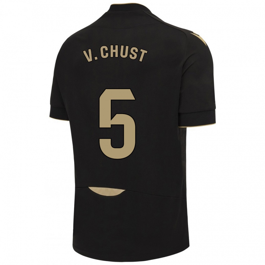 Niño Camiseta Victor Chust #5 Negro 2ª Equipación 2023/24 La Camisa