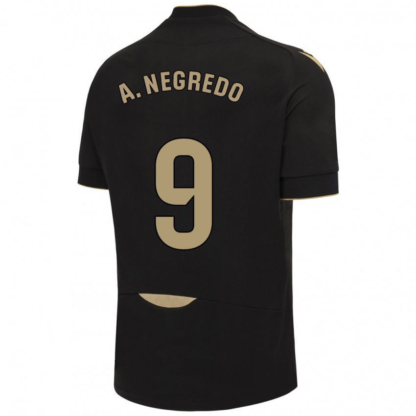 Niño Camiseta Álvaro Negredo #9 Negro 2ª Equipación 2023/24 La Camisa