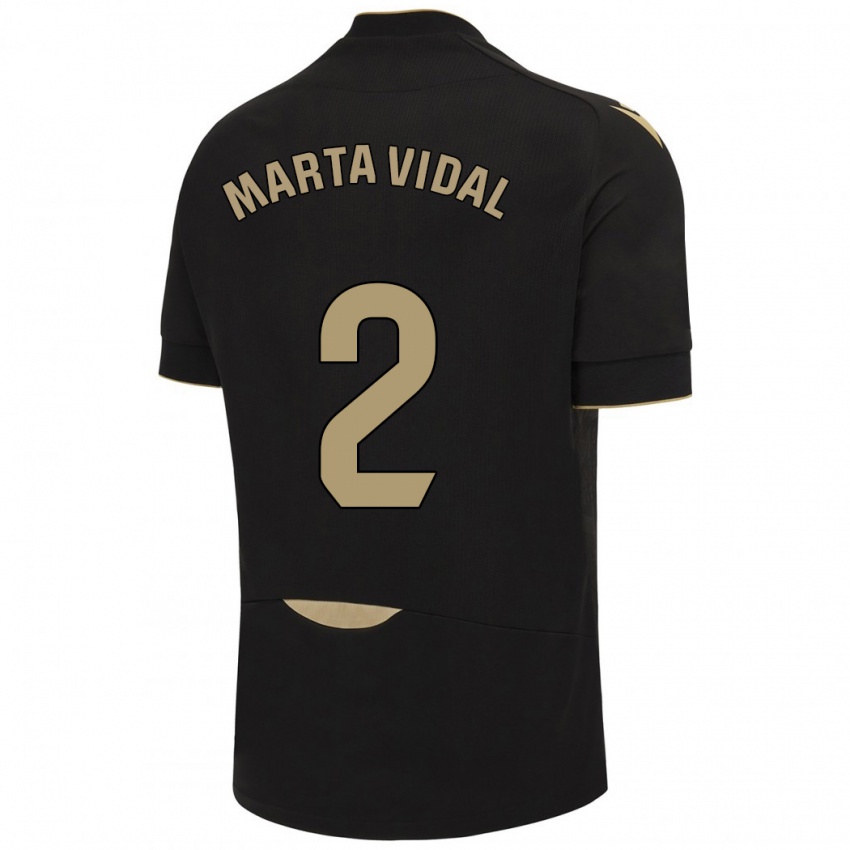 Niño Camiseta Marta Vidal Vela #2 Negro 2ª Equipación 2023/24 La Camisa