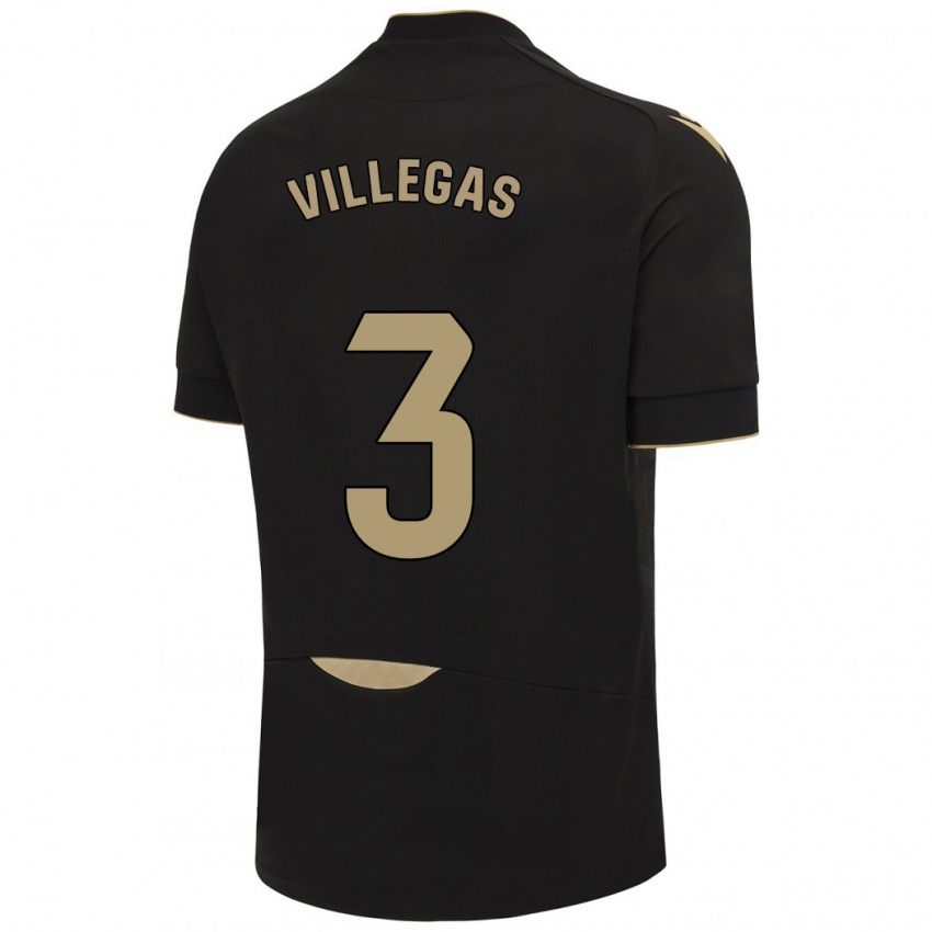 Niño Camiseta Virginia Villegas Rico #3 Negro 2ª Equipación 2023/24 La Camisa