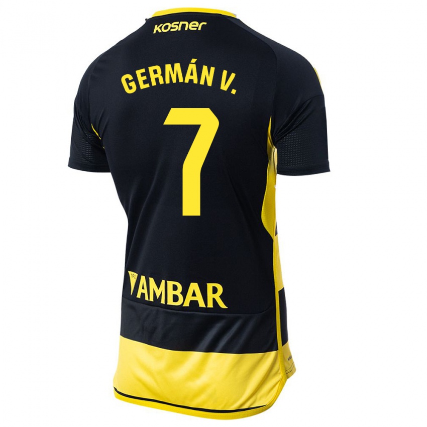 Niño Camiseta German Valera #7 Negro Amarillo 2ª Equipación 2023/24 La Camisa